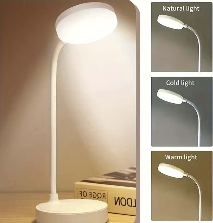 LED Desk Lamp 3-Level Dimmable Touch Night Light USB Rechargeable